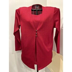 TanJay Red Blouse Top Size 8 Vintage business one piece long sleeve